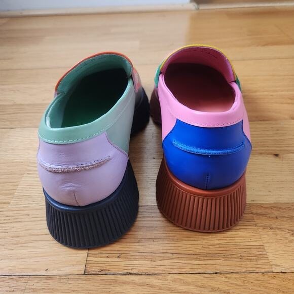 Charlotte Stone Adam Mismatch Rainbow Chunky Loafers Size 10 Womens Leather - Picture 5 of 14